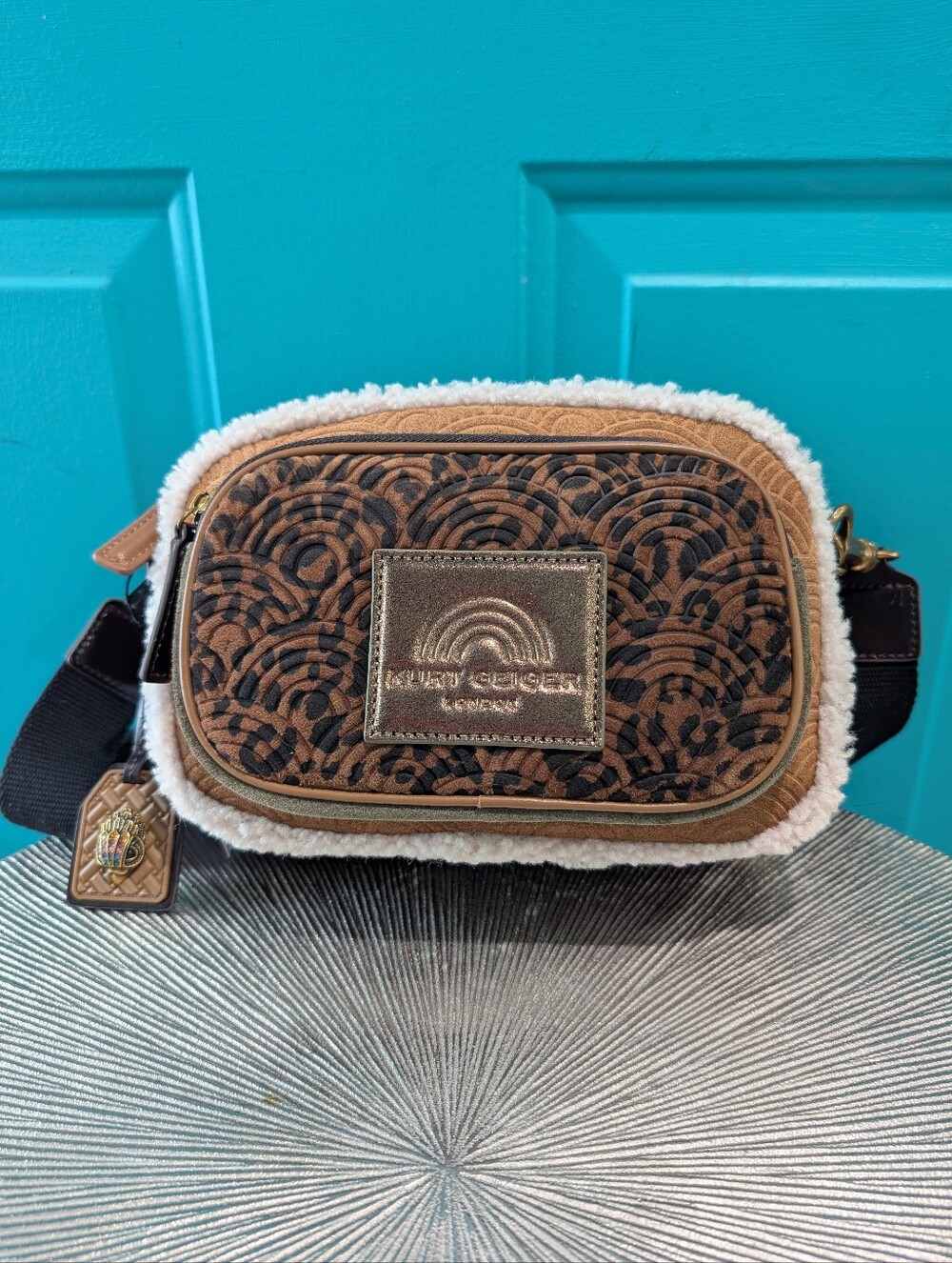 NWT Kurt Geiger Camel Southbank Camera Pocket Crossbody Bag